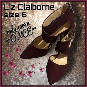 LIZ CLAIBORNE plum ankle strap HIGH HEELS size 6